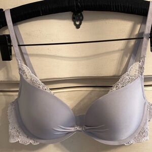 Victoria's Secret Gray Padded Push-up Bra with Lace 34b